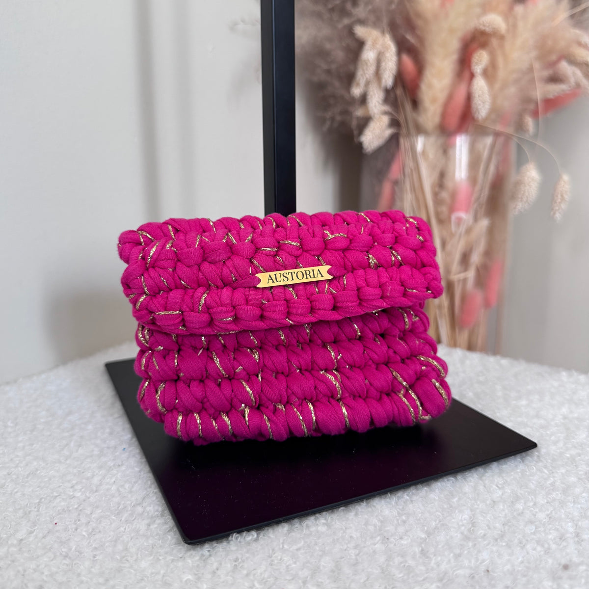 Porte-monnaie Opale - Fuchsia et fil pailleté or