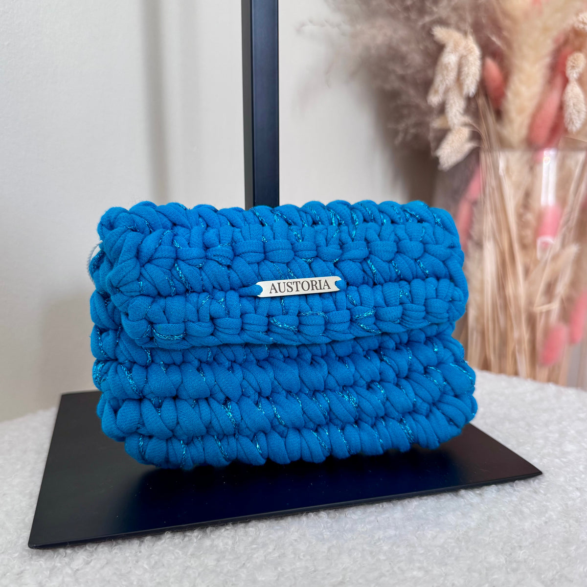 Porte-monnaie Opale - Turquoise et fil pailleté bleu