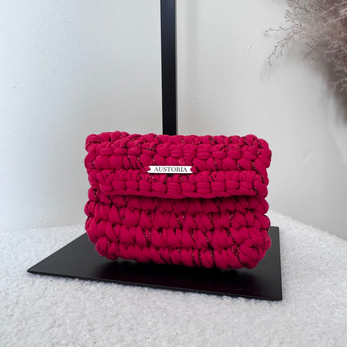 Porte-monnaie Opale - Rouge et fil pailleté rouge