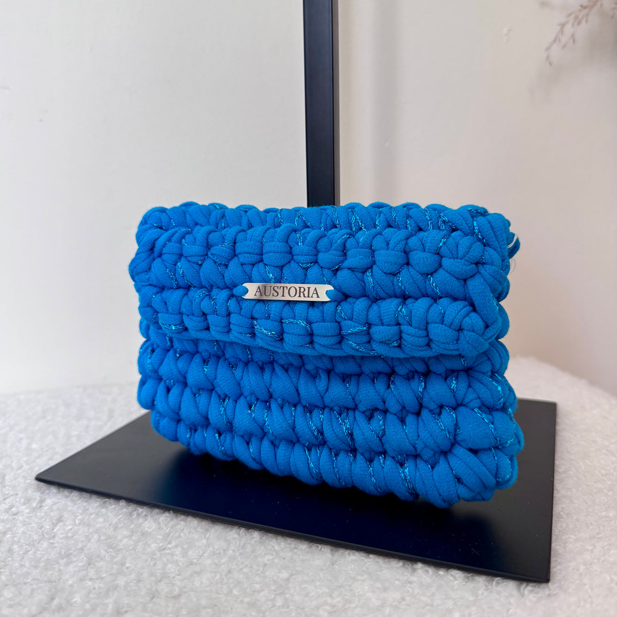 Porte-monnaie Opale - Turquoise et fil pailleté bleu