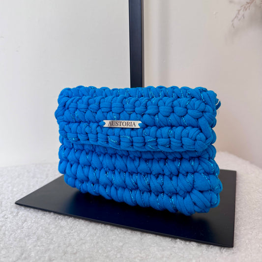 Porte-monnaie Opale - Turquoise et fil pailleté bleu