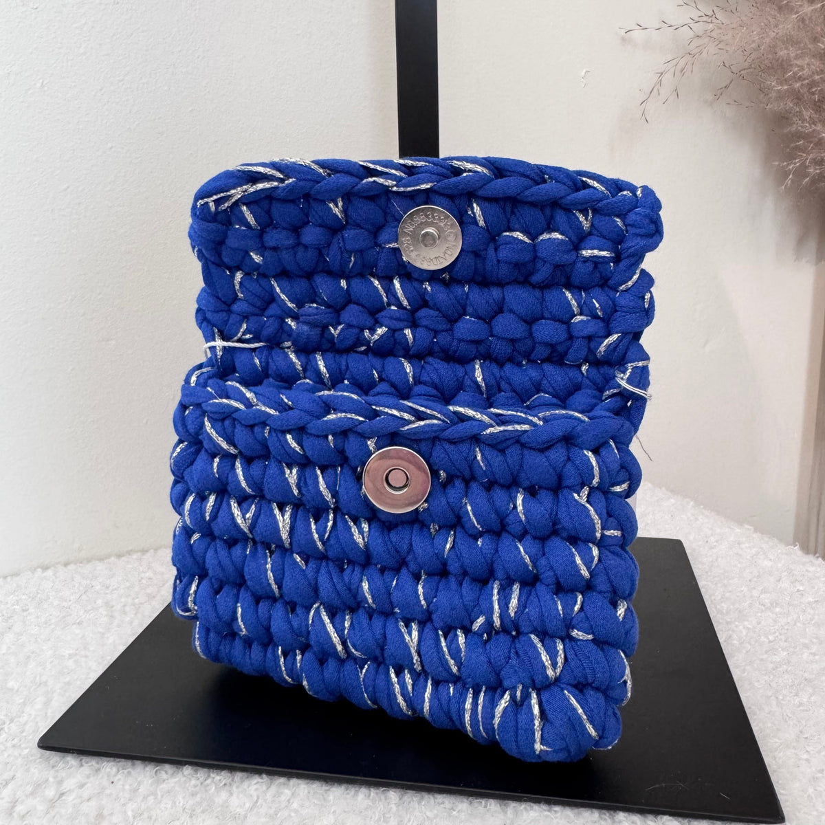 Porte-monnaie Opale - Bleu électrique et fil pailleté argent