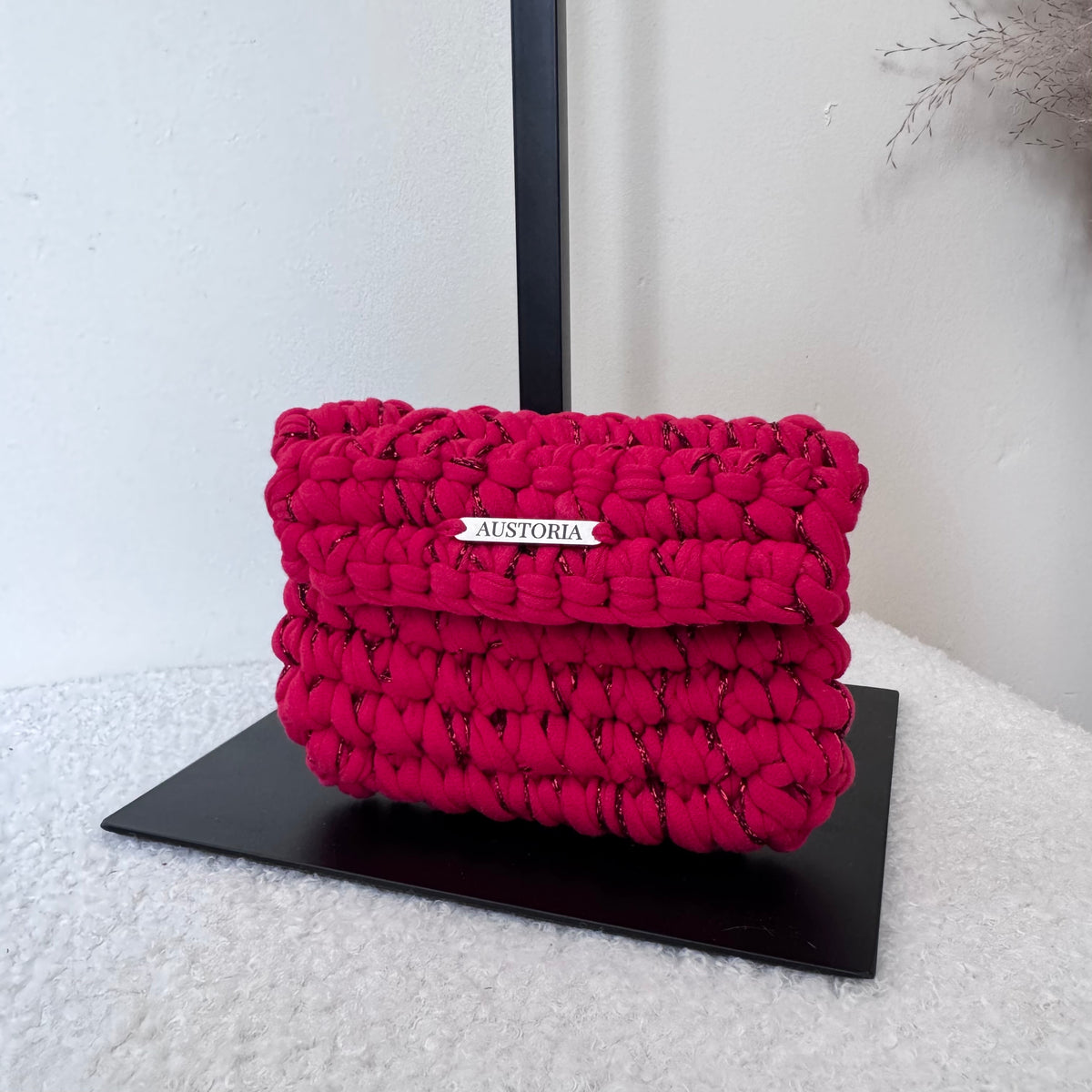 Porte-monnaie Opale - Rouge et fil pailleté rouge