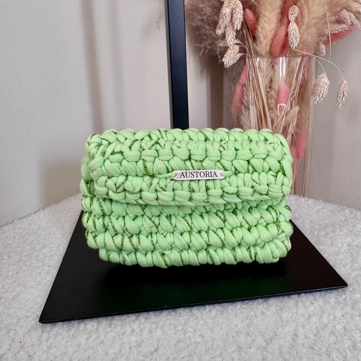 Porte-monnaie Opale - Vert clair et fil pailleté vert clair