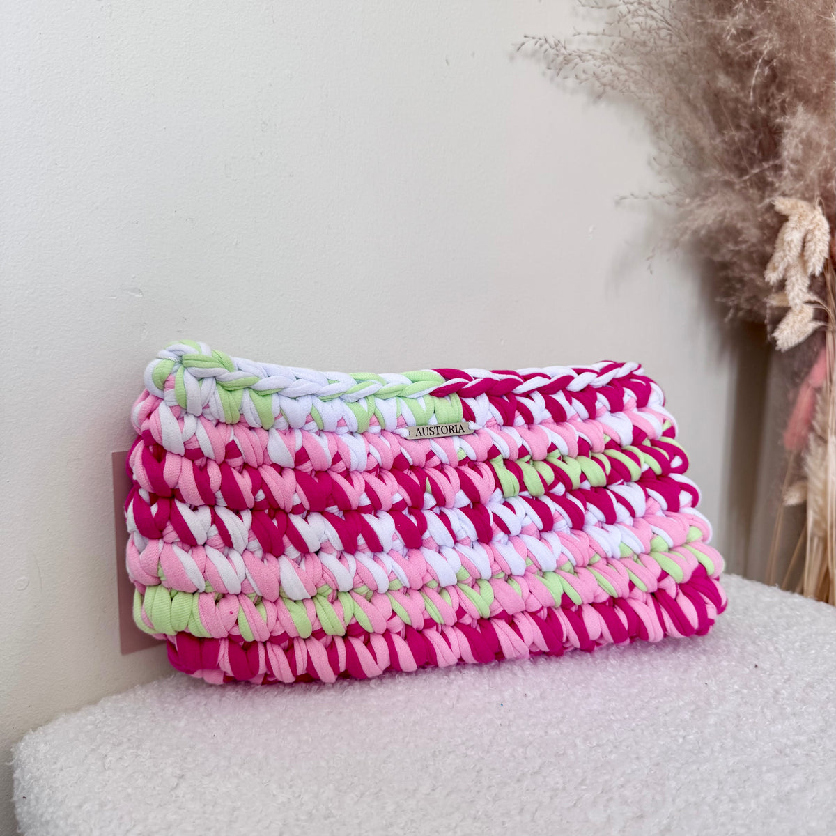 Pochette Haven - Blanc, fuchsia, bonbon, vert clair