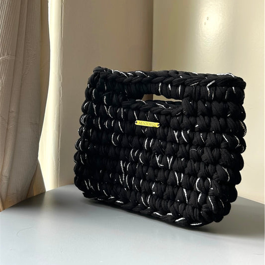 Sac Alma Taille S - Noir et fil pailleté argent