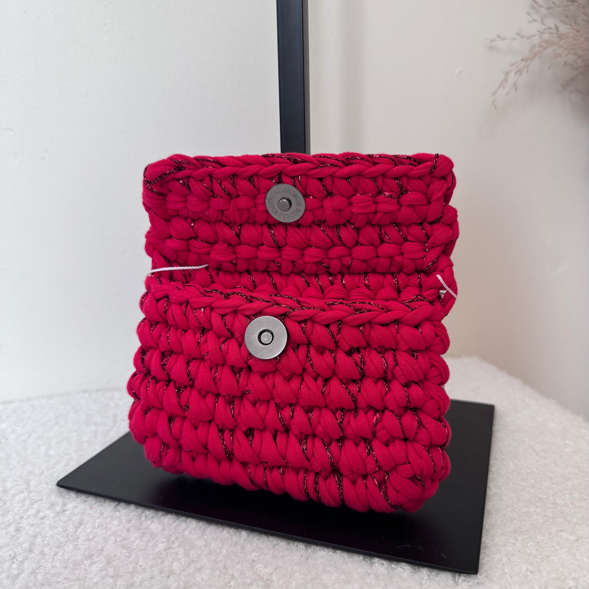 Porte-monnaie Opale - Rouge et fil pailleté rouge