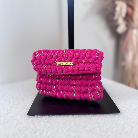 Porte-monnaie Opale - Fuchsia et fil pailleté or