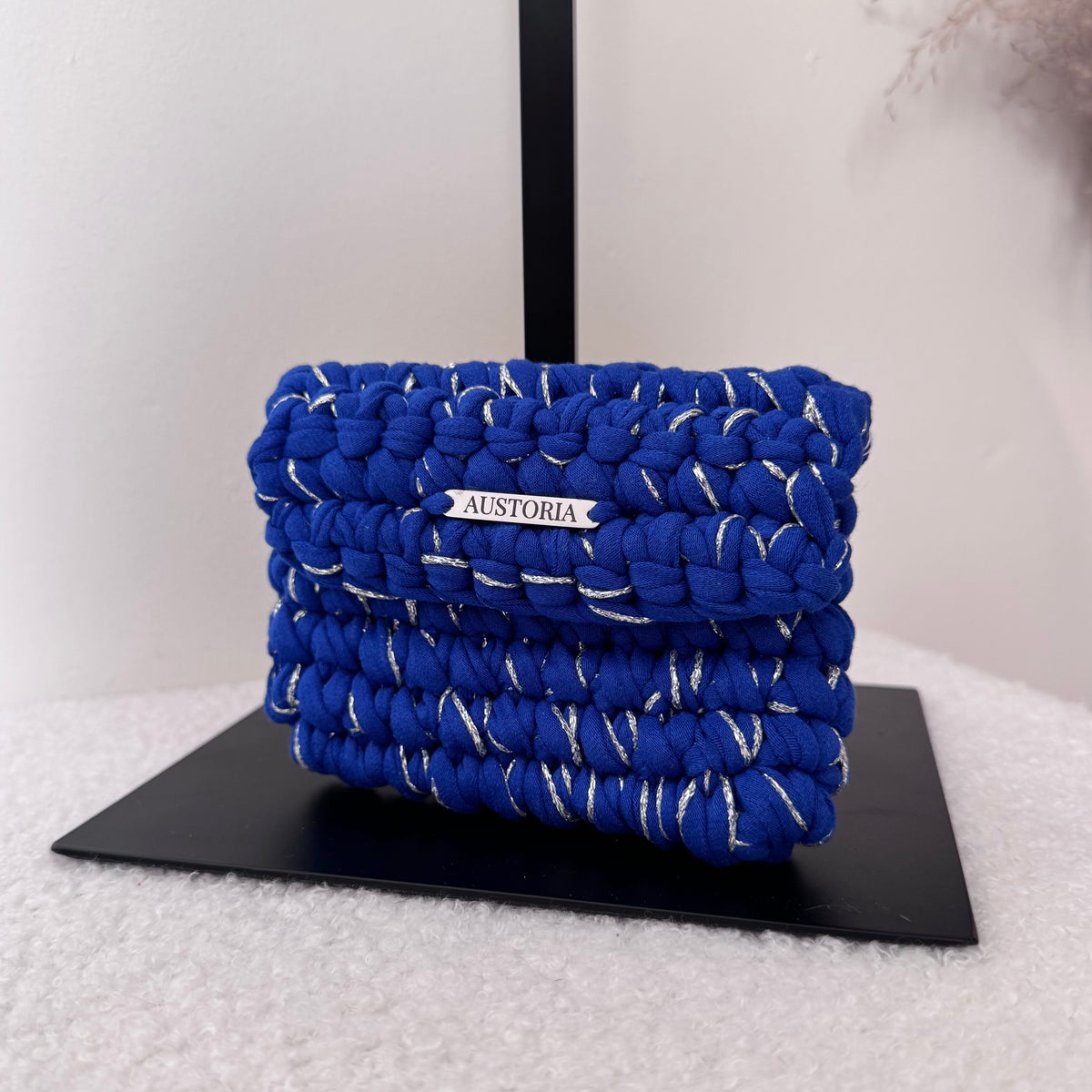 Porte-monnaie Opale - Bleu électrique et fil pailleté argent