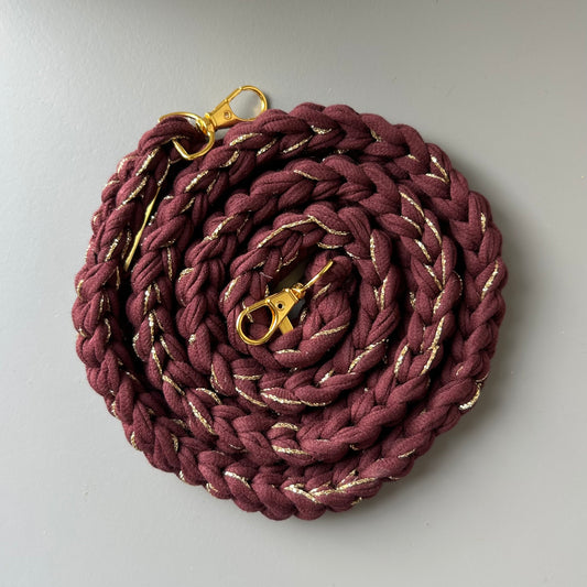 Cordon de téléphone - Prune et fil pailleté or