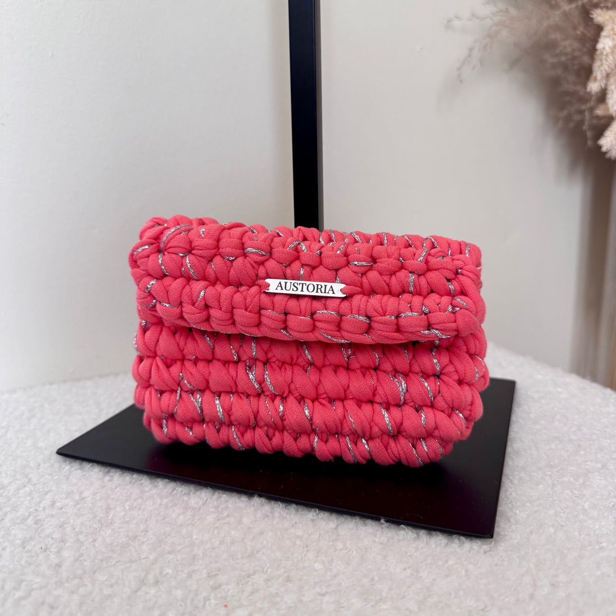 Porte-monnaie Opale - Corail et fil pailleté or