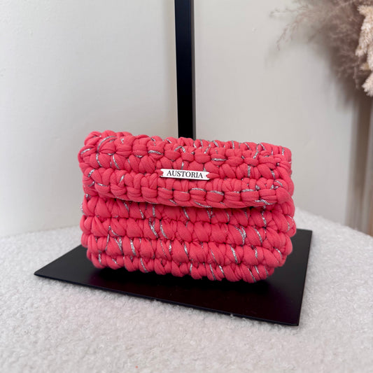 Porte-monnaie Opale - Corail et fil pailleté or
